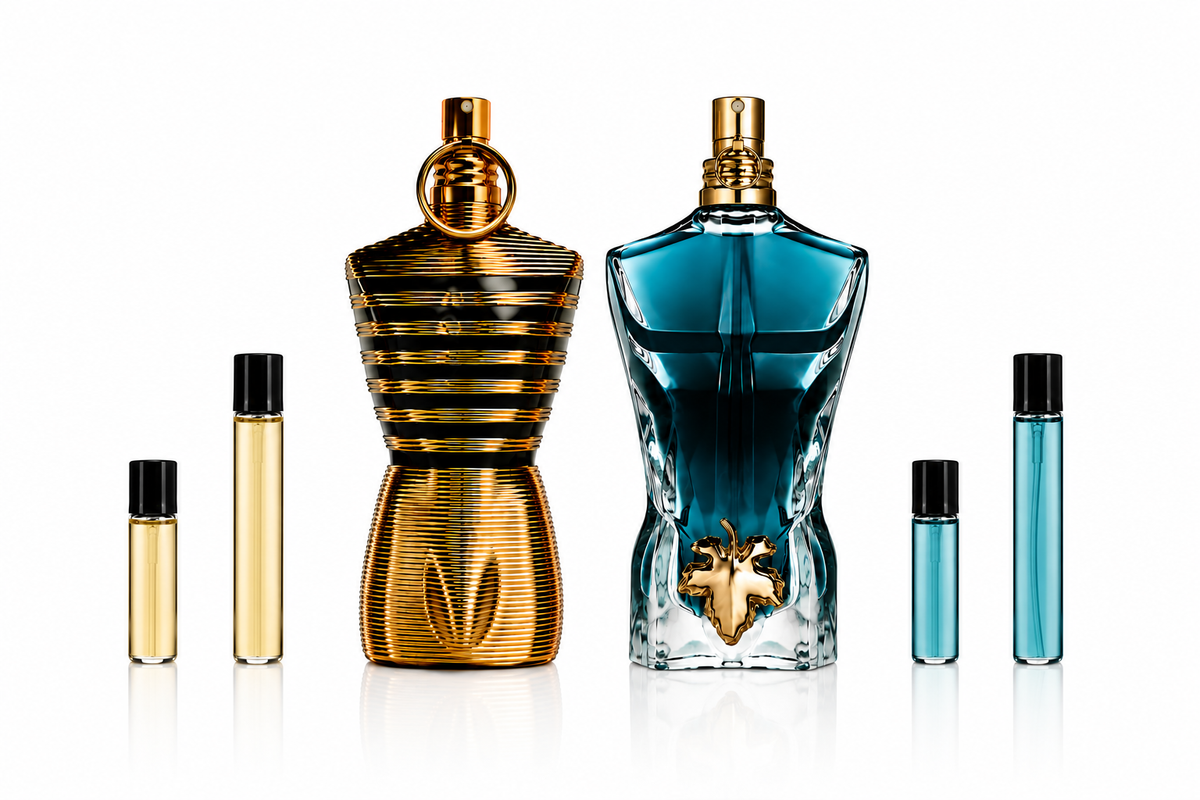 Jean Paul Gaultier, Le Male Elixir and Le Beau. 2ml and 5ml Sample Bundle